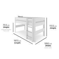 Mid Sleeper, Desk, Drawers Bundle - White