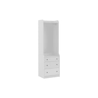 KUDL 3-Drawer Open Wardrobe, Modern Bedroom Storage Cupboard with Hanging Rail, Safety Wall Fixing in White
