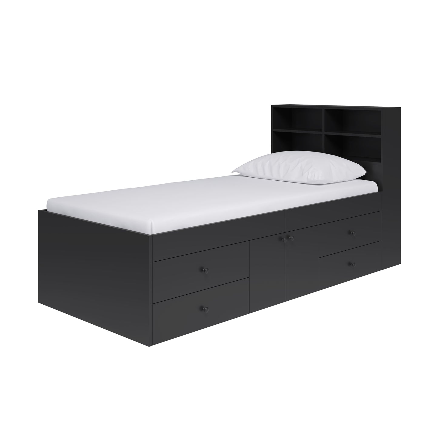 Captain's Single 3ft Cabin Bed with bookcase headboard Black