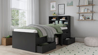 Captain's Single 3ft Cabin Bed with bookcase headboard Black