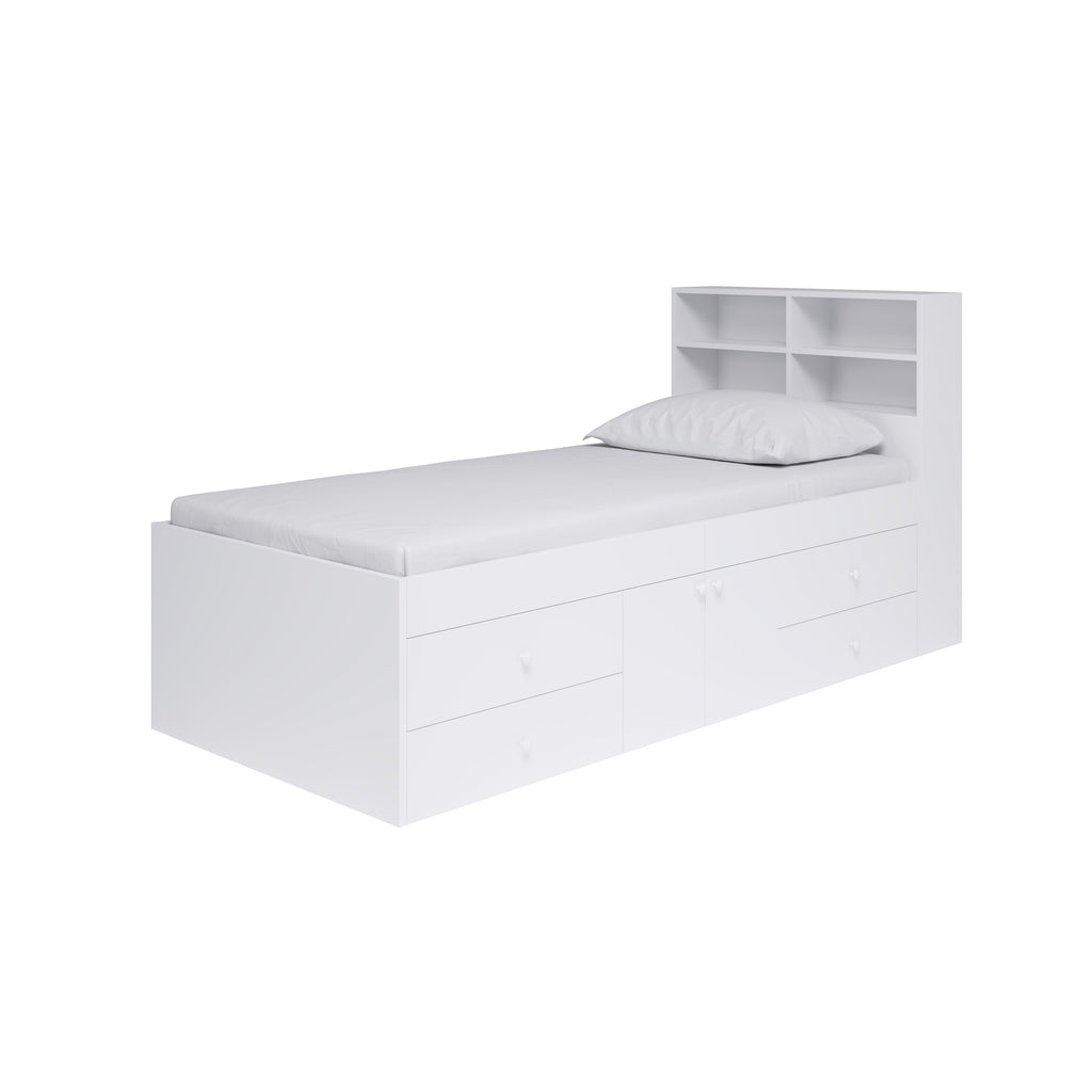 Captain's Single 3ft Cabin Bed with bookcase headboard White