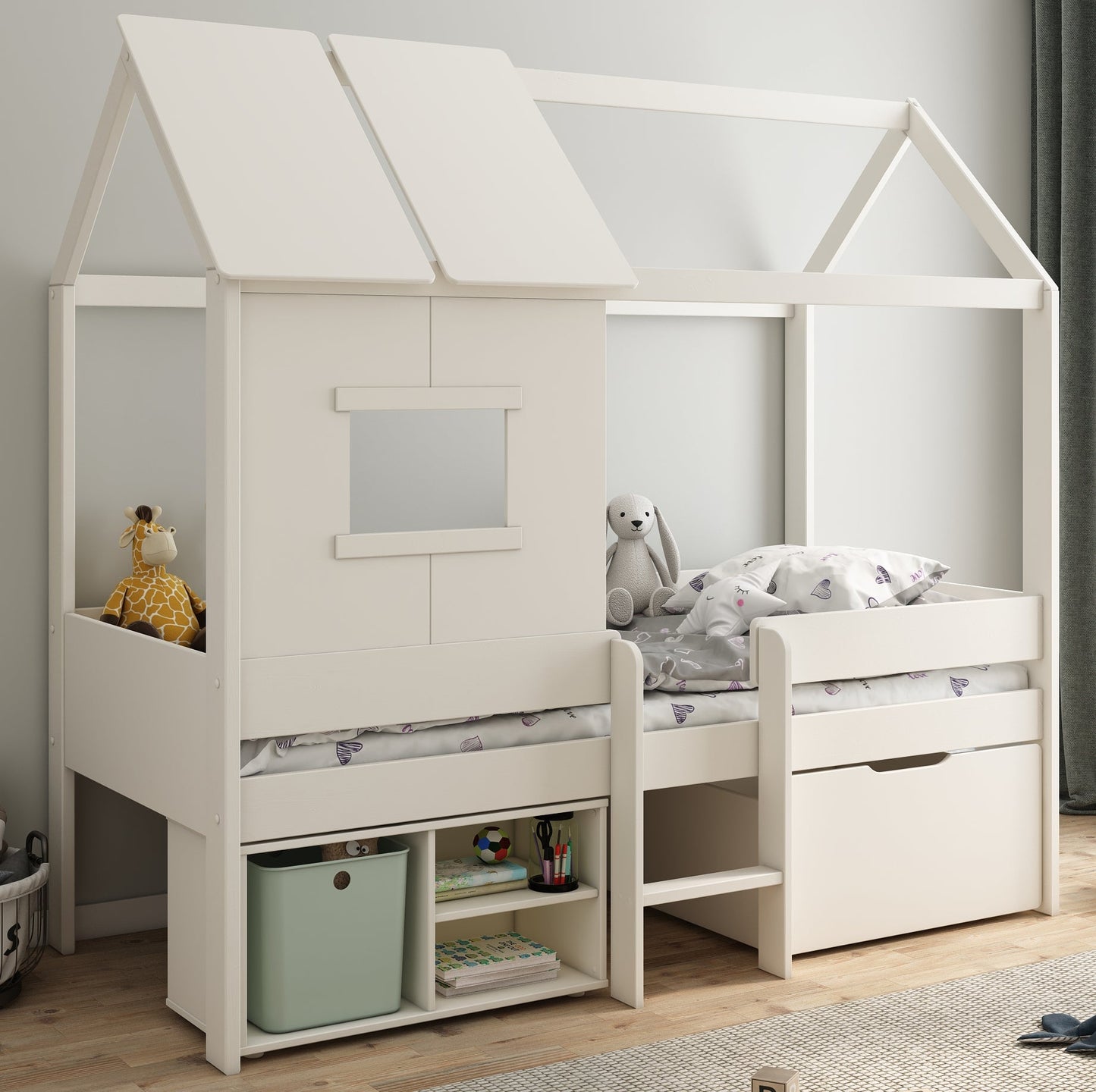 Mini Playhouse Bed Featuring Storage - Kids Avenue