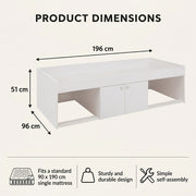 White Low Single Cabin Bed with Storage - Kidsaw