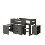 Anthracite Kids Mid Sleeper Bed with Desk and Storage - Kidsaw