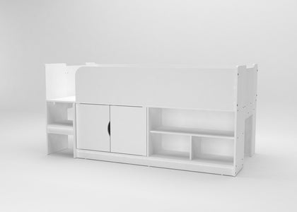 White Kids Mid Sleeper Bed with Storage - Kidsaw