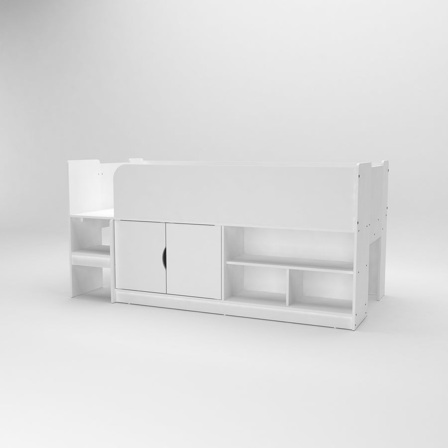 White Kids Mid Sleeper Bed with Storage - Kidsaw