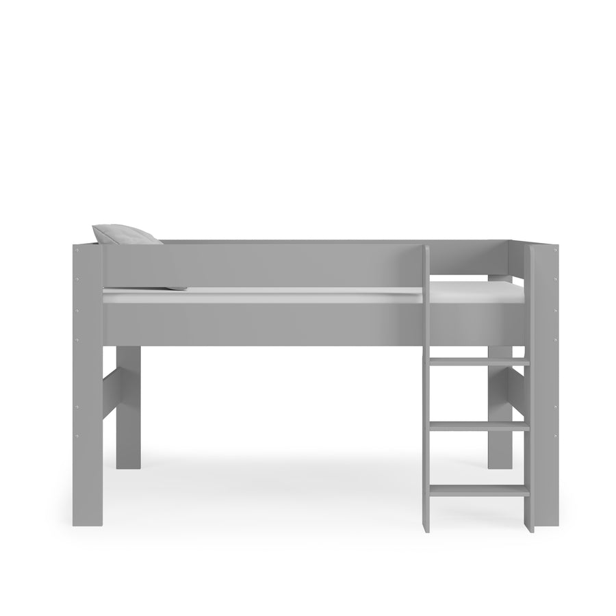 Grey Kids Mid Sleeper Bed with Safety Rail - Kidsaw