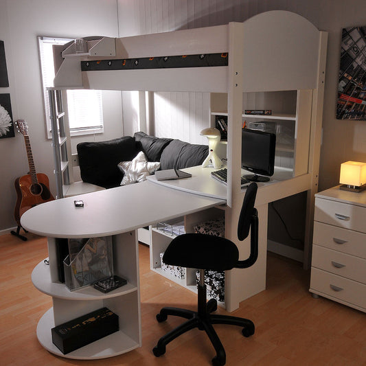 Kids Avenue Loft Bed featuring Sofa-Bed, Pull Out Desk, Shelf and Hidden Cube Unit - Noah 4