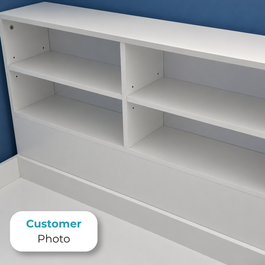 Cool Kid Single Bed (Low) with Headboard and 4 Drawers - Pure White
