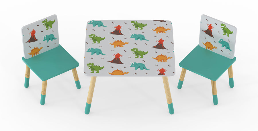 Dino Pattern Table and Chairs Set - Kidsaw
