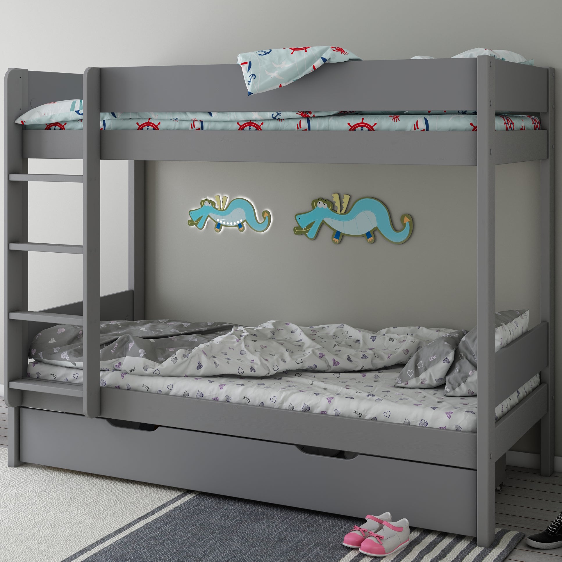 Bunk Bed and Drawer Kids Avenue Estella Grey