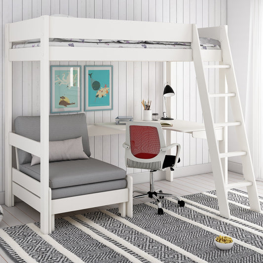 Loft Bed 4 Bed Featuring Desk and Sofa-Bed Kids Avenue Estella White