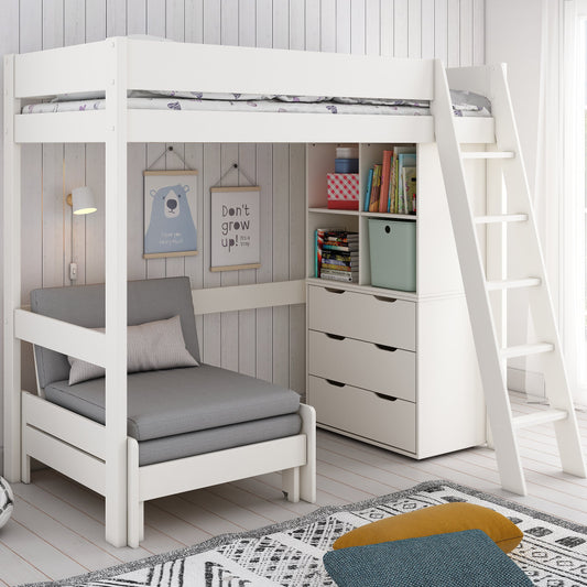 Loft Bed 5 Bed Featuring Storage and Sofa-Bed Kids Avenue Estella White