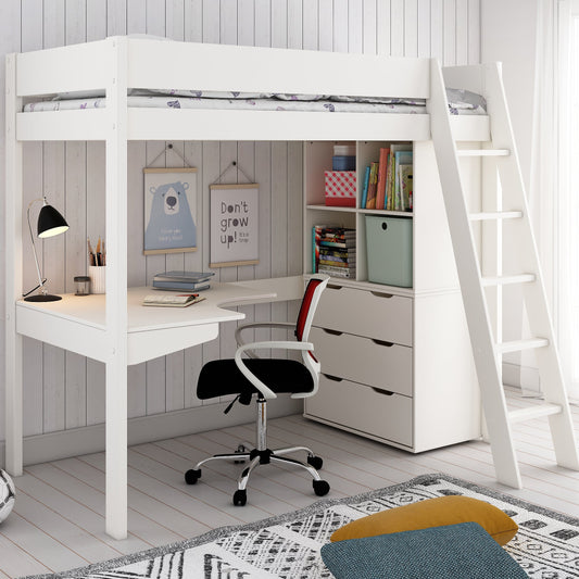 Loft Bed 6 Bed Featuring Storage and Desk Kids Avenue Estella White