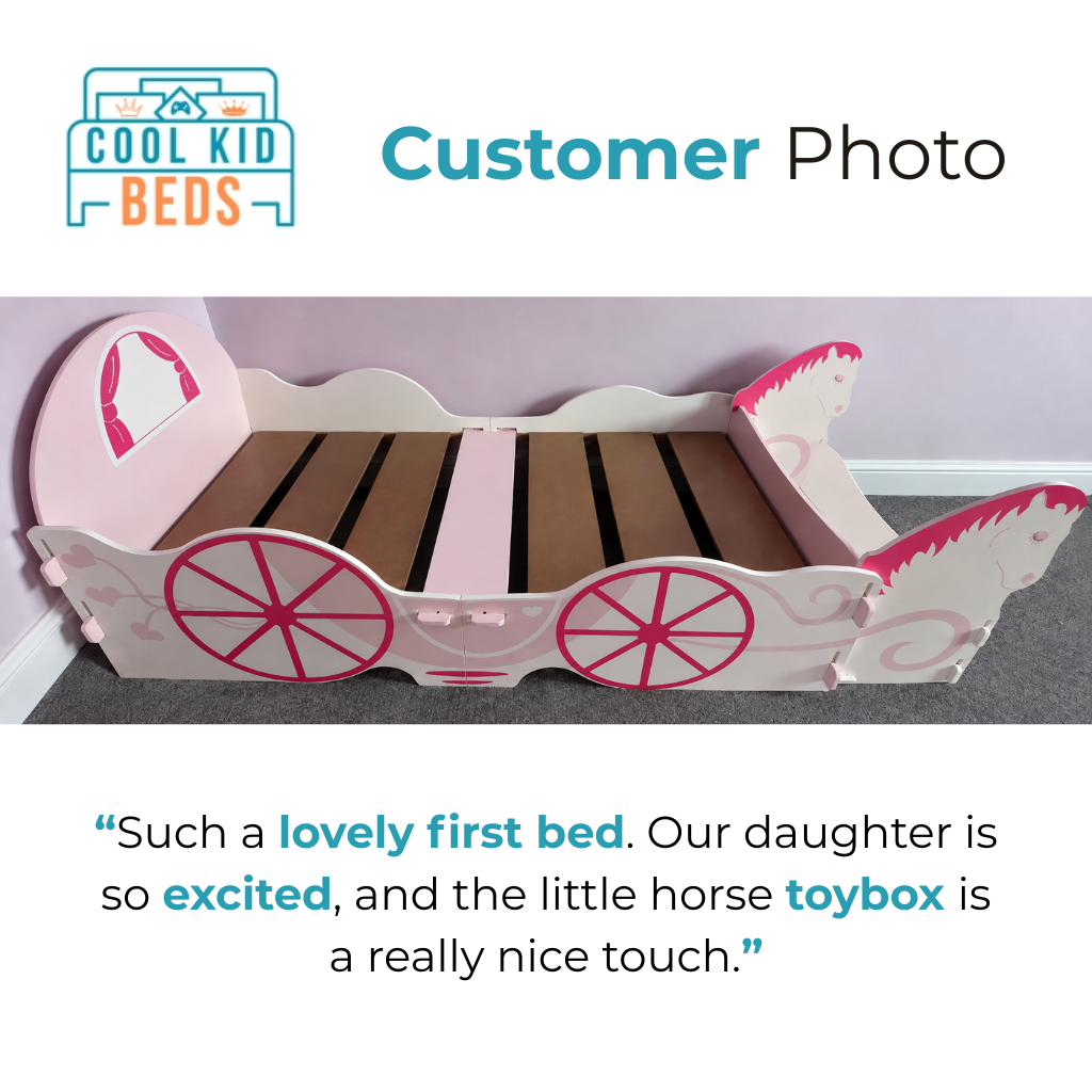 Princess Carriage Junior Bed with Toybox - Kidsaw