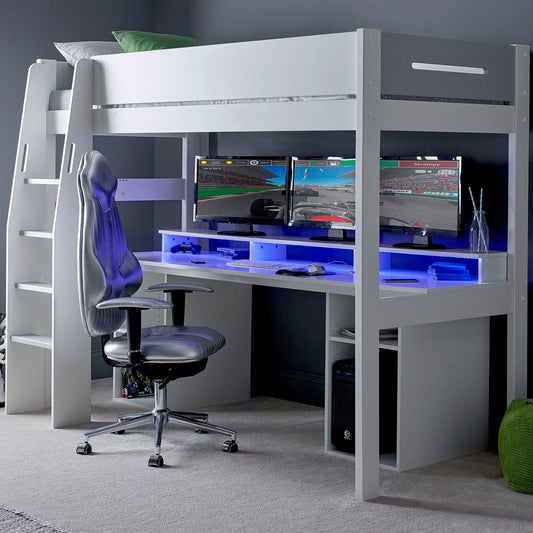 Kids Avenue Urban Loft Bed PC Gaming Bed Featuring Integrated Gaming Desk