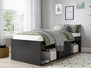Black Low Single 3ft Cabin Bed with Storage - Kidsaw