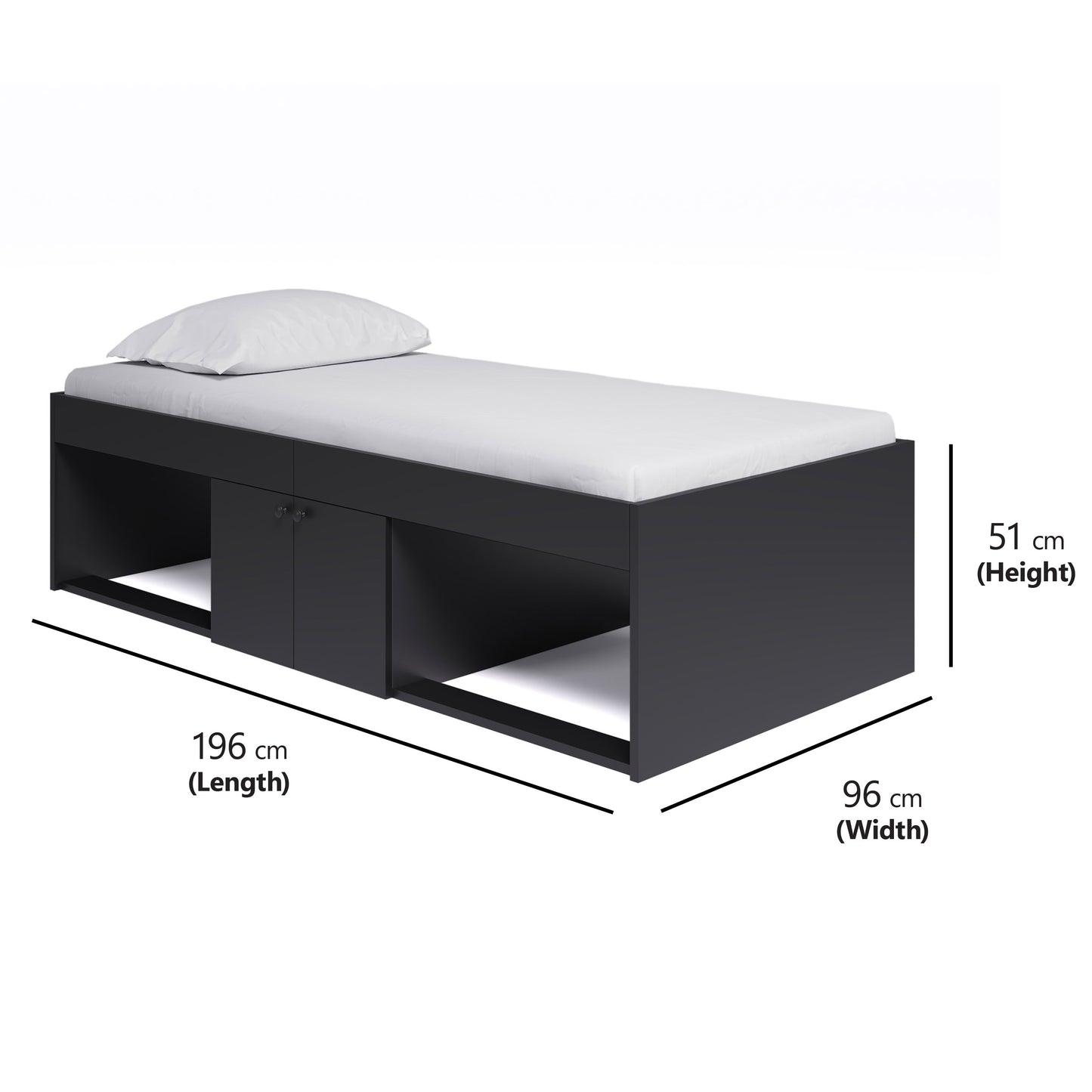 Low Single 3ft Cabin Bed BLACK