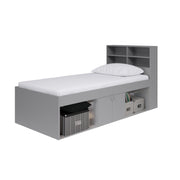 Grey Low Single 3ft Cabin Bed with Bookcase Headboard - Kidsaw