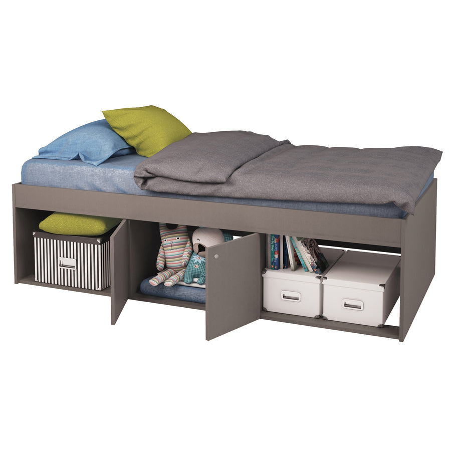 Grey Low Single 3ft Cabin Bed with Storage - Kidsaw