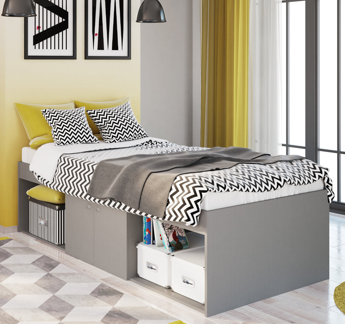 Low Single 3ft Cabin Bed GREY