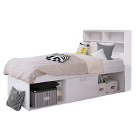 Low Single 3ft Cabin Bed with Bookcase Headboard White - Kidsaw