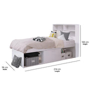Cool Kid Single Bed (Low) with Headboard and Storage - Pure White