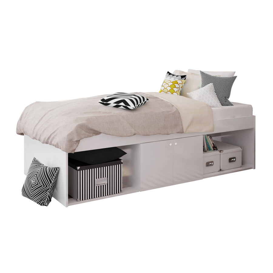 White Low Single Cabin Bed with Storage - Kidsaw