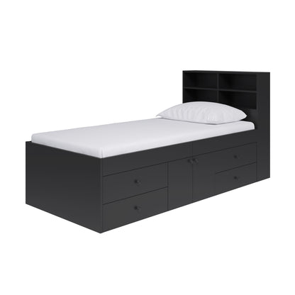 Captain's Single 3ft Cabin Bed with bookcase headboard Black