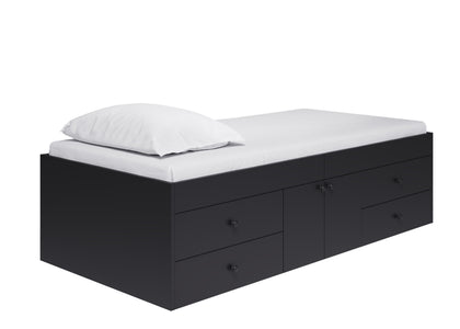 Black Kids Single Cabin Bed with Storage Drawers - Kidsaw