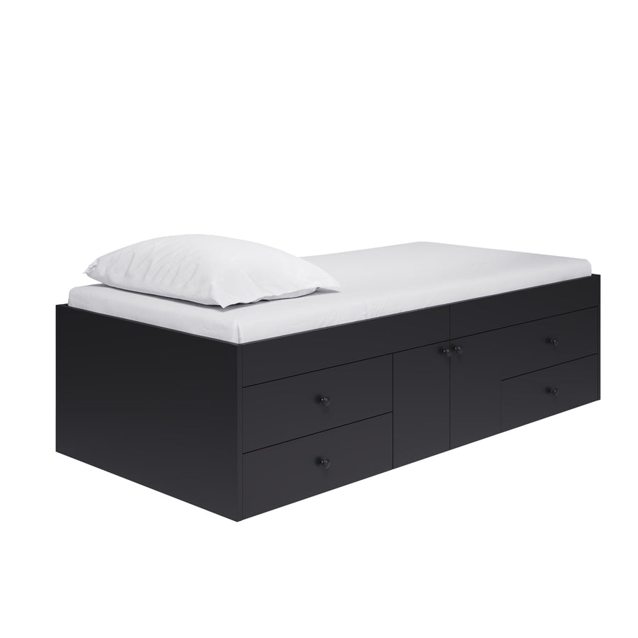 Black Kids Single Cabin Bed with Storage Drawers - Kidsaw