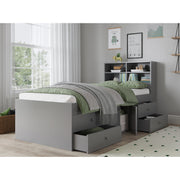 Grey Single 3ft Cabin Bed with Bookcase Headboard - Kidsaw