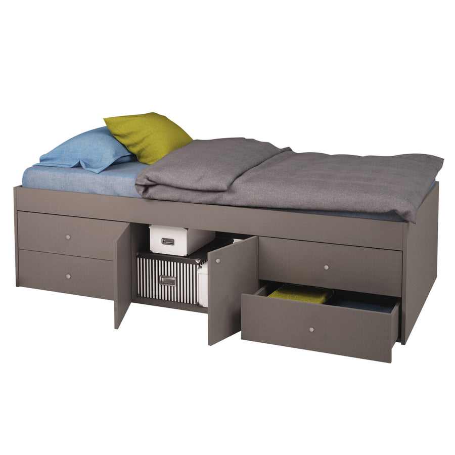Grey Kids Single Cabin Bed with Storage Drawers - Kidsaw