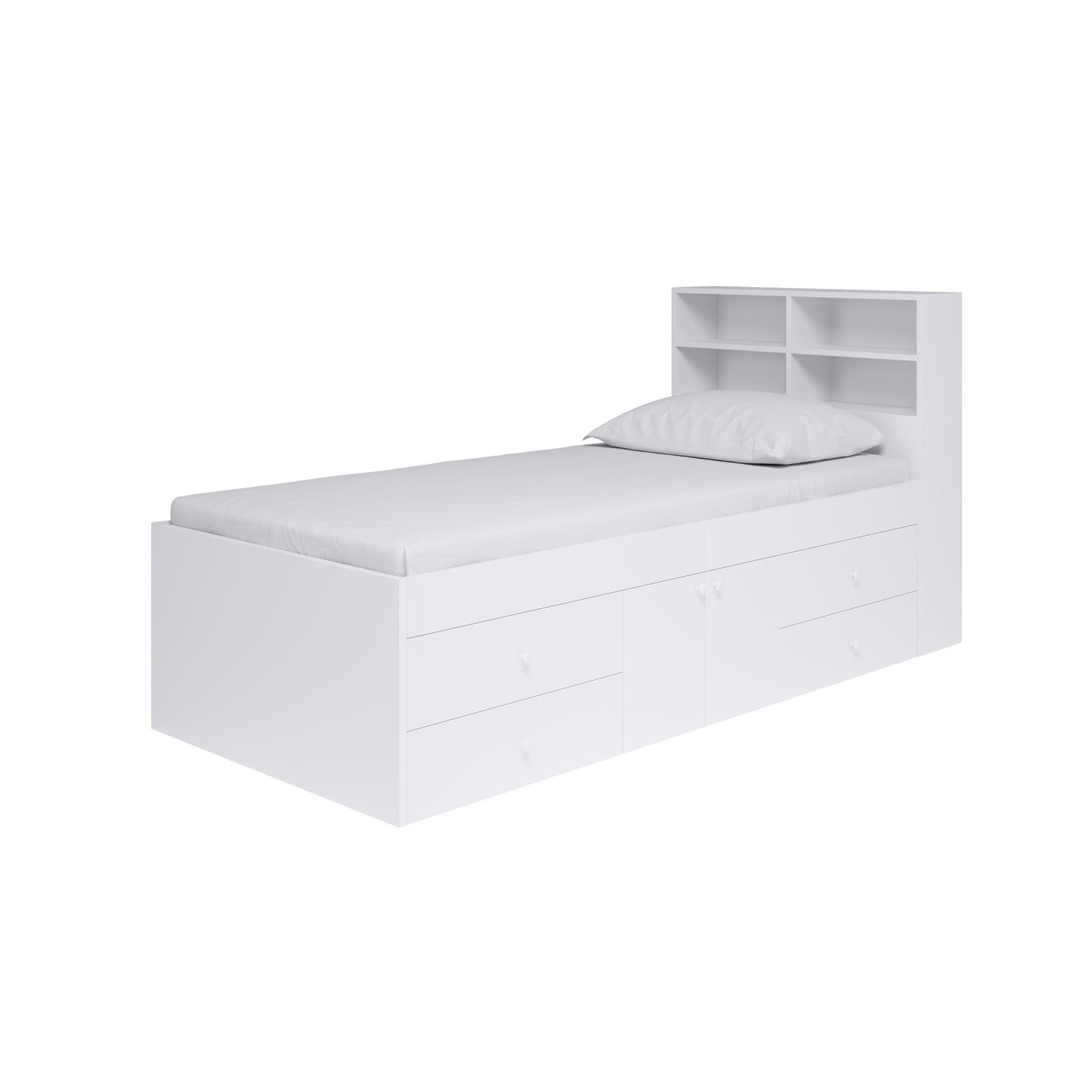 Captain's Single 3ft Cabin Bed with bookcase headboard White
