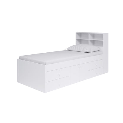 Captain's Single 3ft Cabin Bed with bookcase headboard White