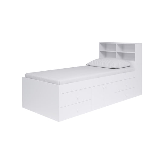 Captain's Single 3ft Cabin Bed with bookcase headboard White