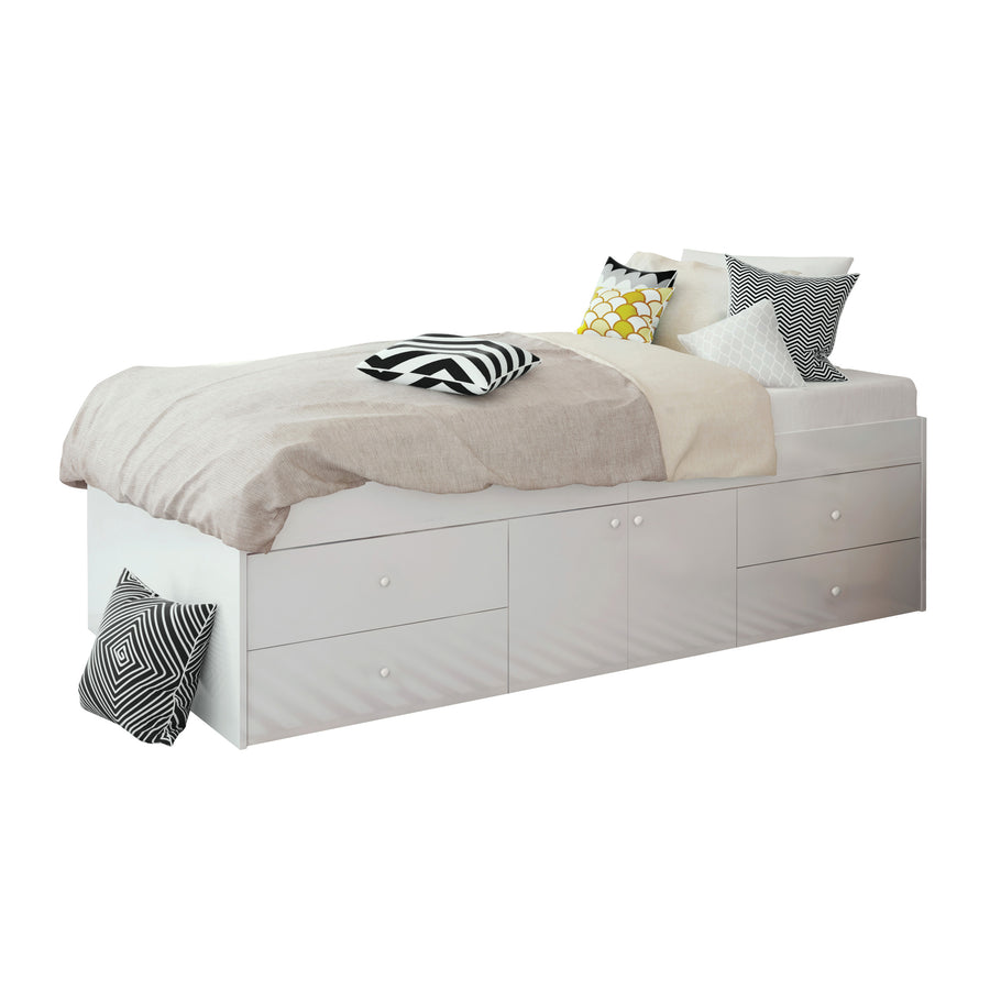 White Kids Single Cabin Bed with Storage Drawers - Kidsaw