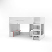 White Mid Sleeper Bed with Toybox and Desk - Kidsaw