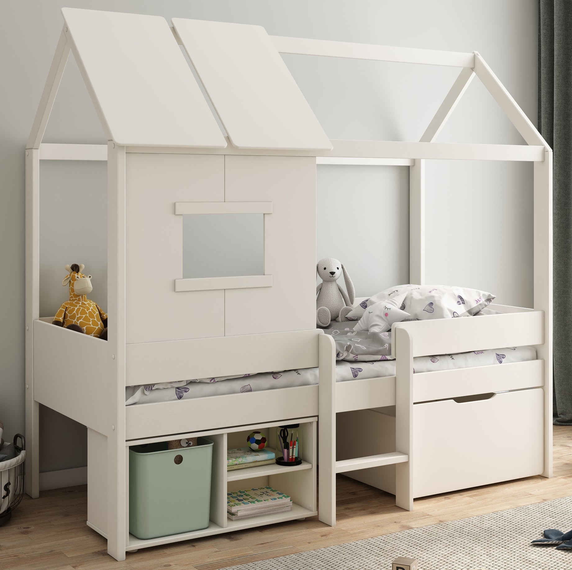 Mini Playhouse Bed Featuring Storage - Kids Avenue