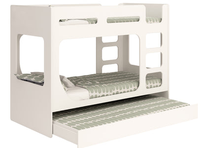 White Kids Bunk Bed with Pull-Out Underbed - Kidsaw