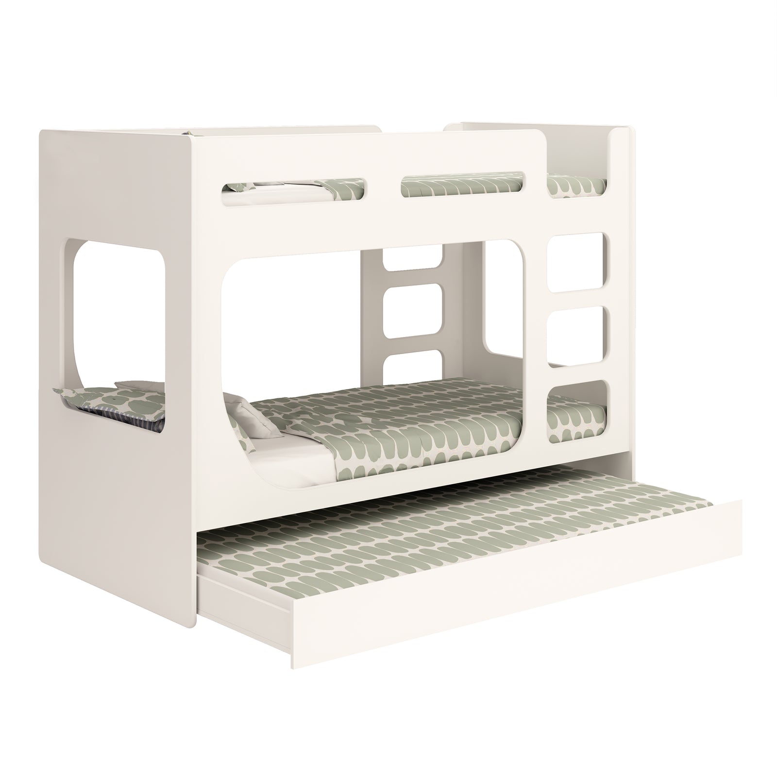 White kids bunk bed with pull-out underbed available with Klarna