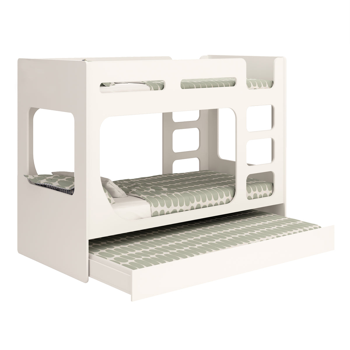 White Kids Bunk Bed with Pull-Out Underbed - Kidsaw