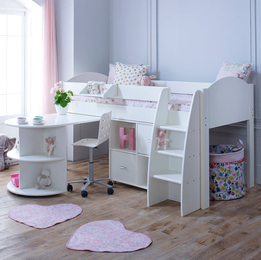 Kids Avenue Eli C Cabin Bed Featuring Pull Out Desk and Storage