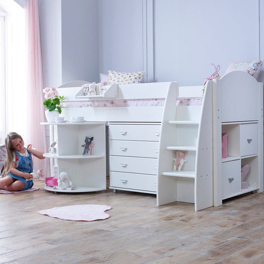 Kids Avenue Eli E Cabin Bed Featuring Pull Out Desk, Drawers and Storage