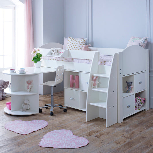 Kids Avenue Eli G Cabin Bed Featuring Pull Out Desk and 2 x Storage Cube Units