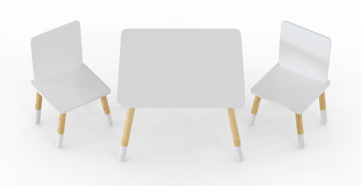 White Snow Table and Chairs Set - Kidsaw