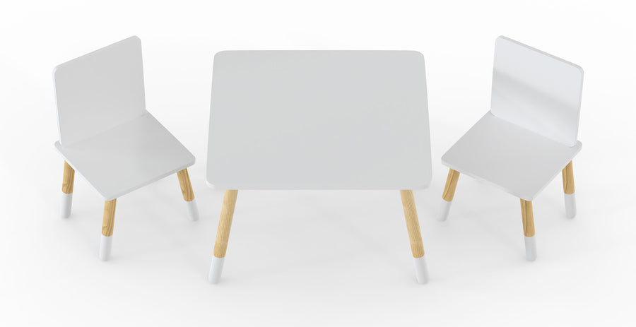 White Snow Table and Chairs Set - Kidsaw
