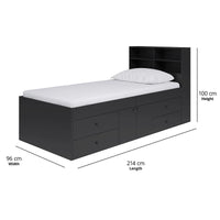 Captain's Single 3ft Cabin Bed with bookcase headboard Black