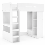 Kids White High Sleeper Bed with Desk & Storage - Kidsaw Loft Bed