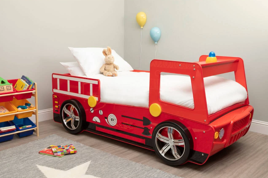 Kids Red Fire Engine Single Bed Frame